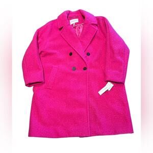 BCBGeneration Hot Pink Overcoat with Black Buttons Womens XXL NWT